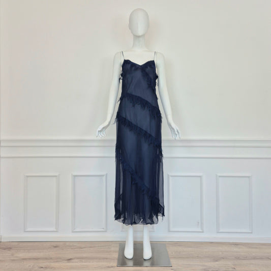 Alberta Ferretti | Abito lungo in seta blu