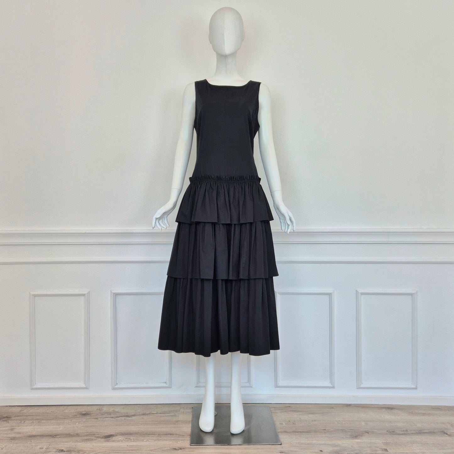 Escada | Abito in cotone nero schiena scoperta