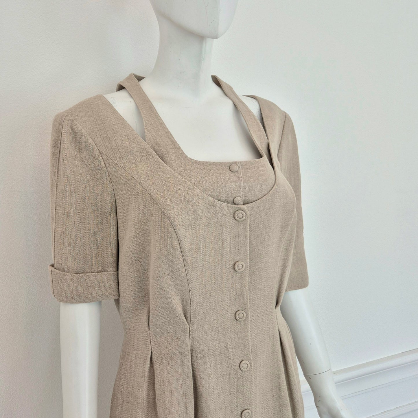Thierry Mugler | Abito lungo lino beige