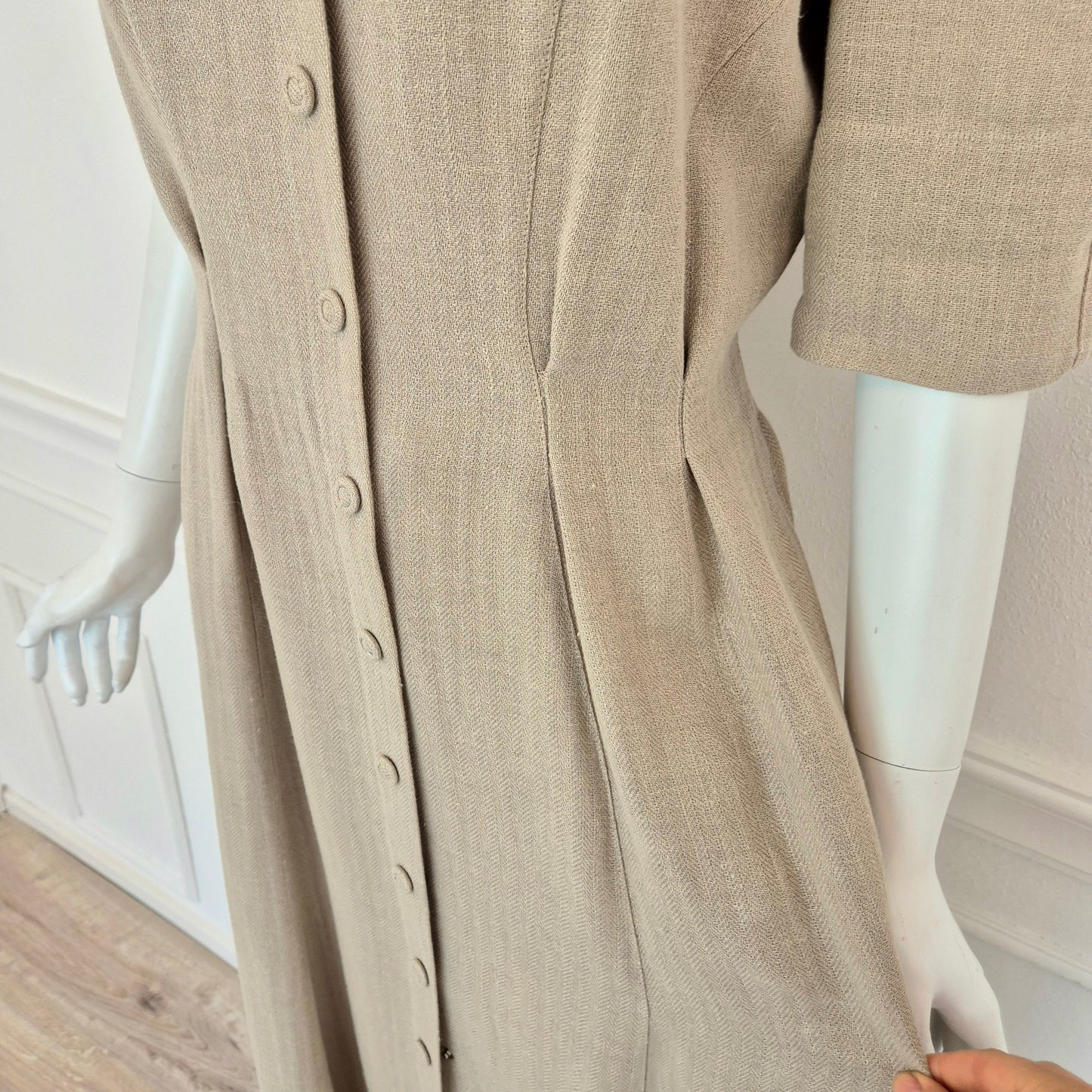 Thierry Mugler | Abito lungo lino beige