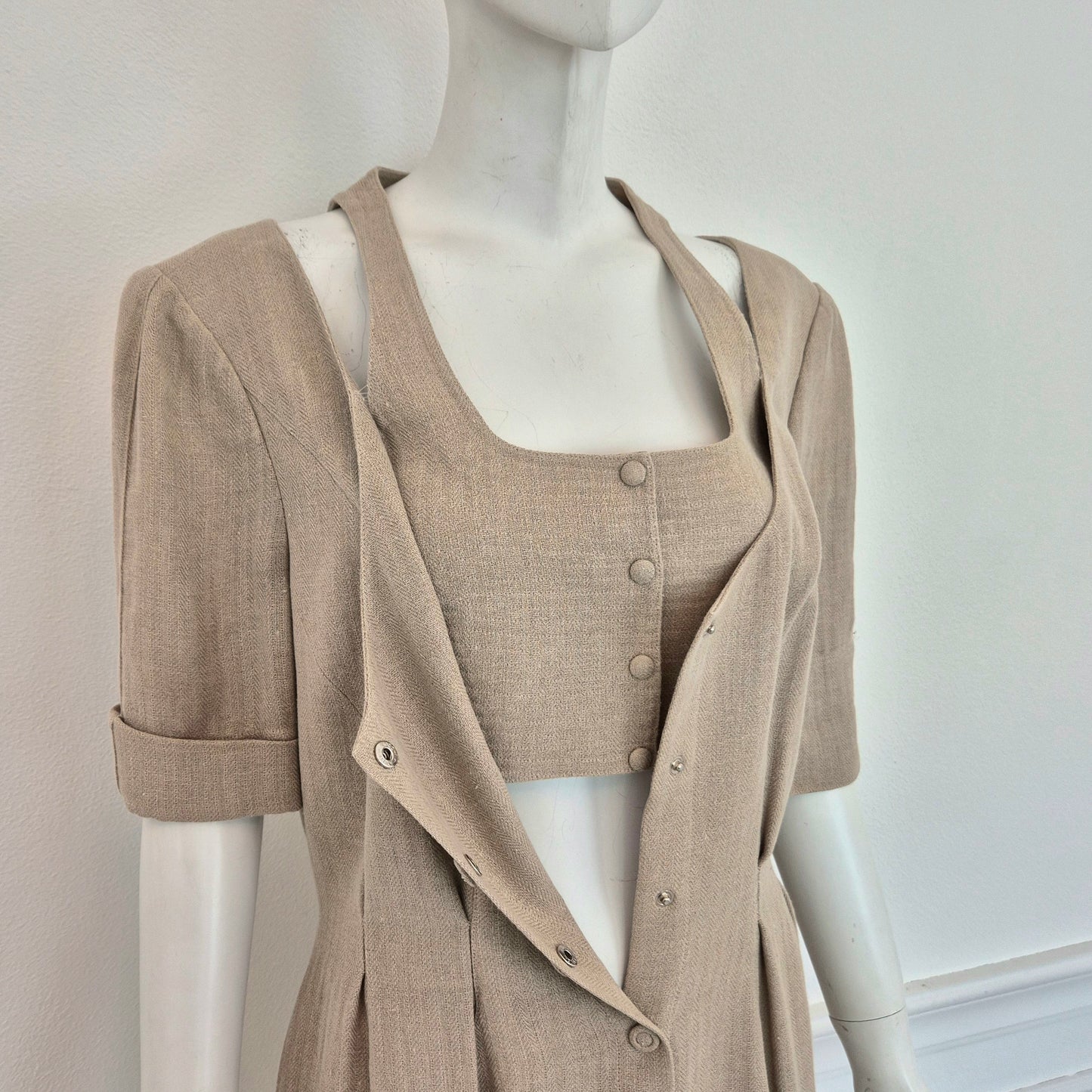 Thierry Mugler | Abito lungo lino beige