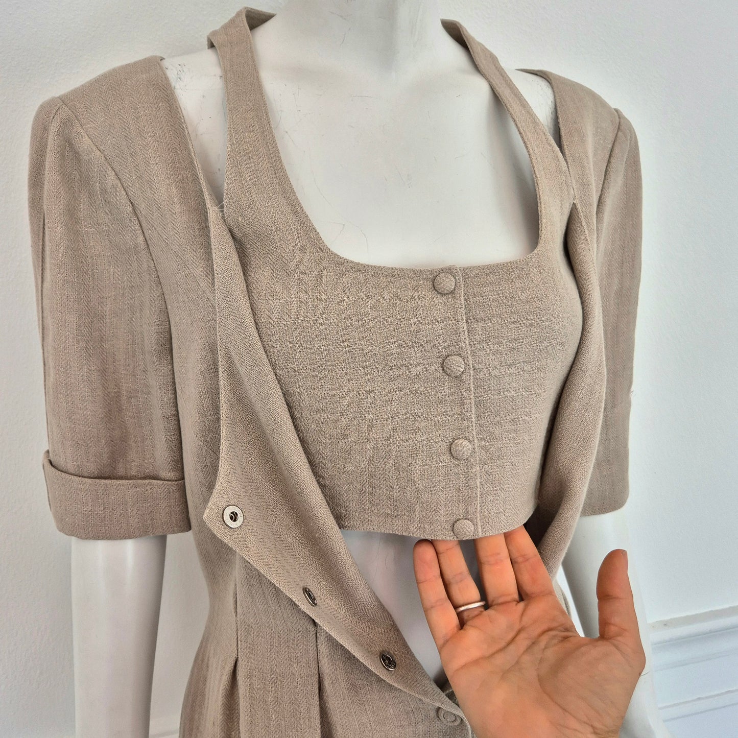 Thierry Mugler | Abito lungo lino beige