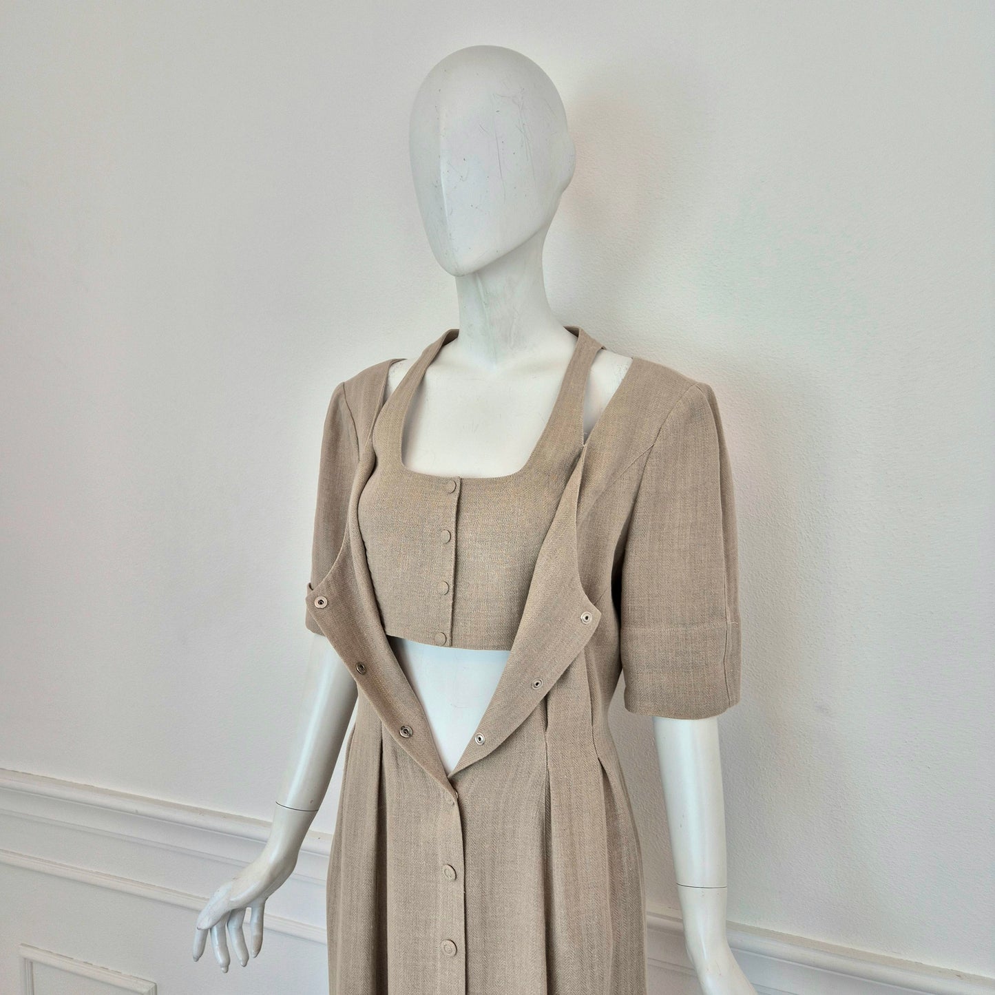 Thierry Mugler | Abito lungo lino beige