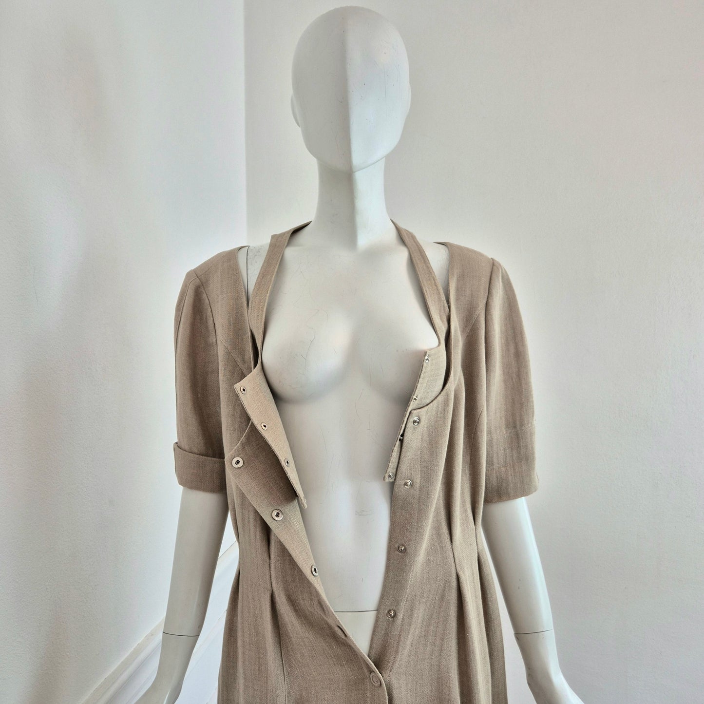 Thierry Mugler | Abito lungo lino beige