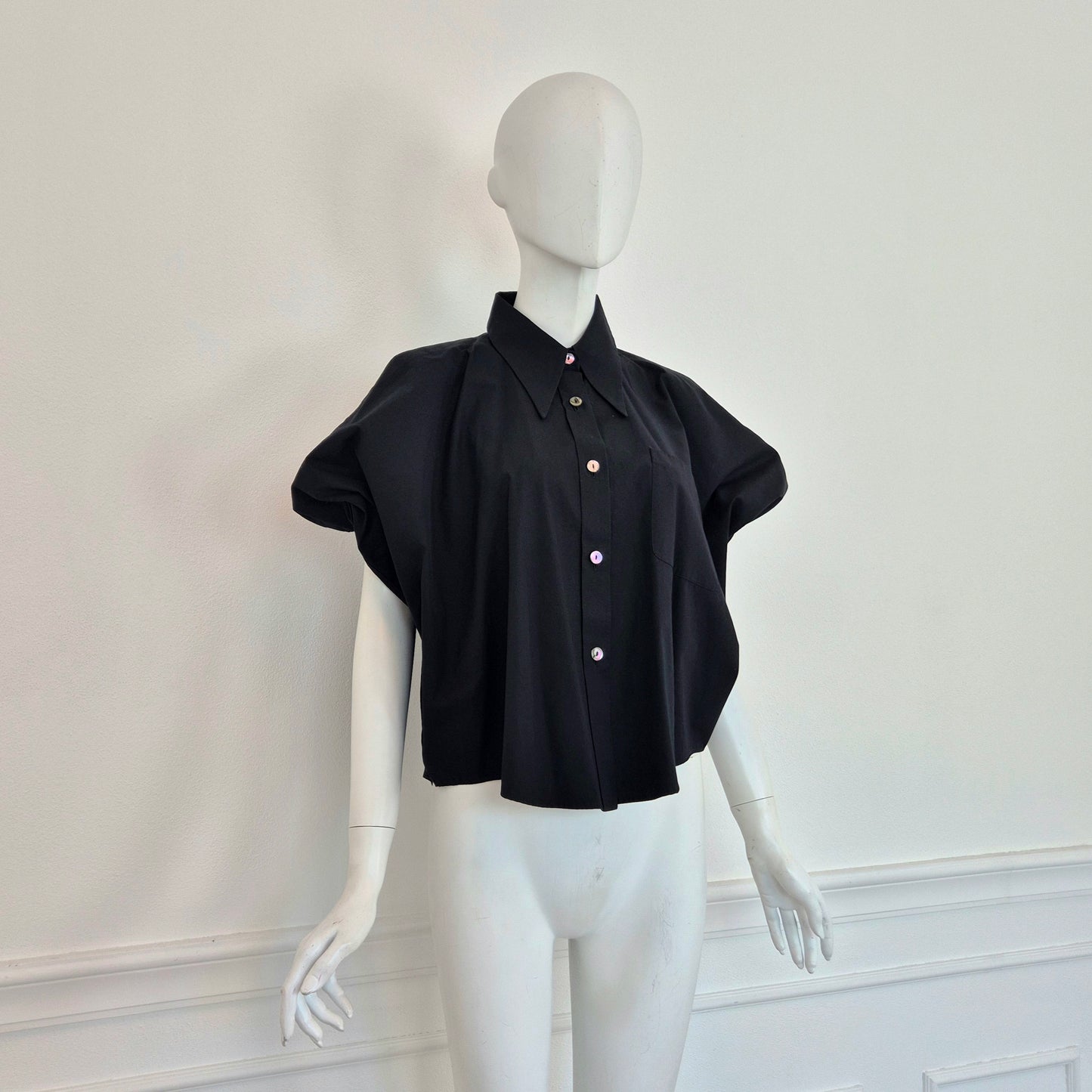 Romeo Gigli | Camicia "pipistrello" cotone nero 1993