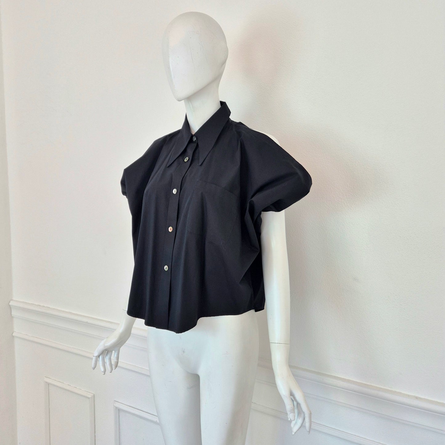 Romeo Gigli | Camicia "pipistrello" cotone nero 1993