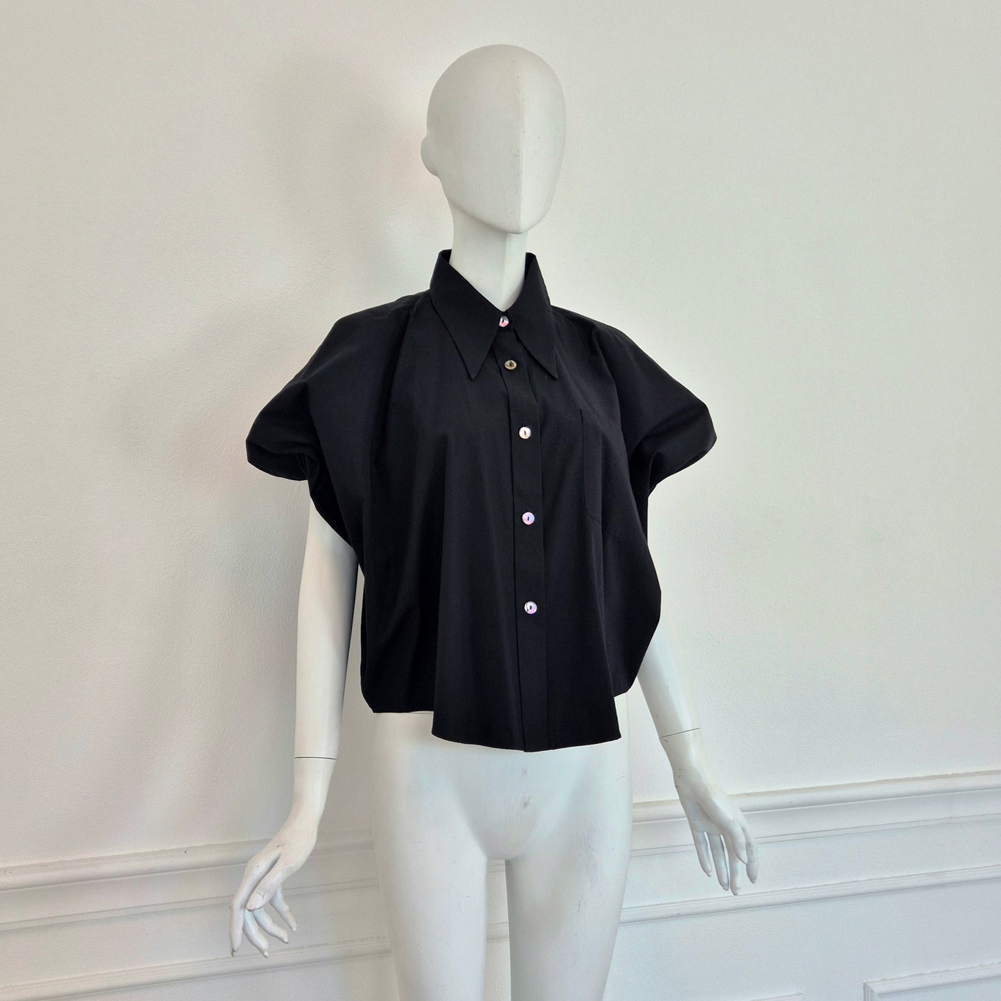 Romeo Gigli | Camicia "pipistrello" cotone nero 1993