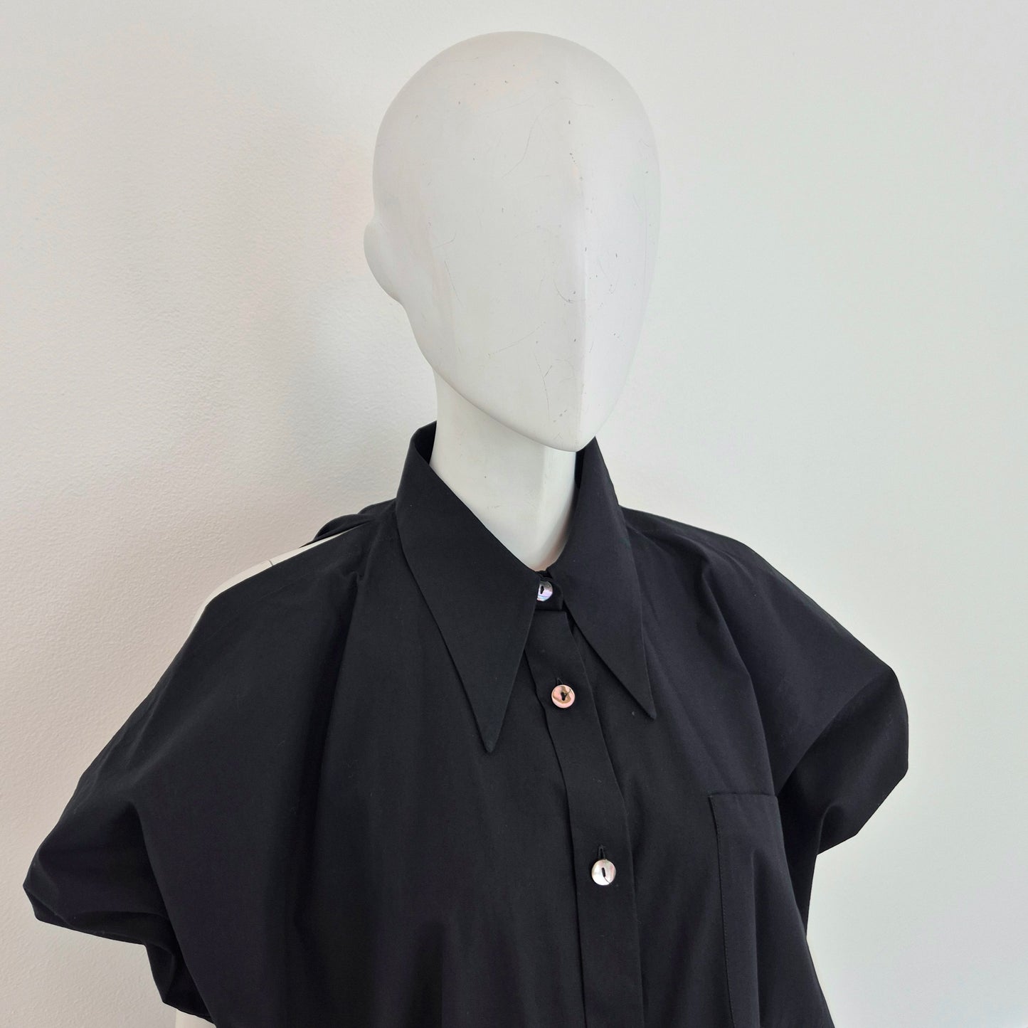 Romeo Gigli | Camicia "pipistrello" cotone nero 1993