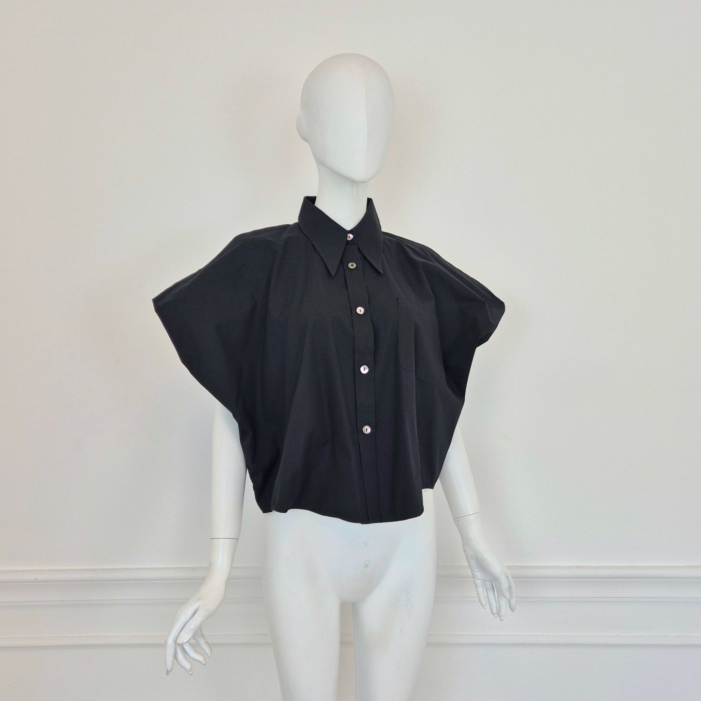 Romeo Gigli | Camicia "pipistrello" cotone nero 1993
