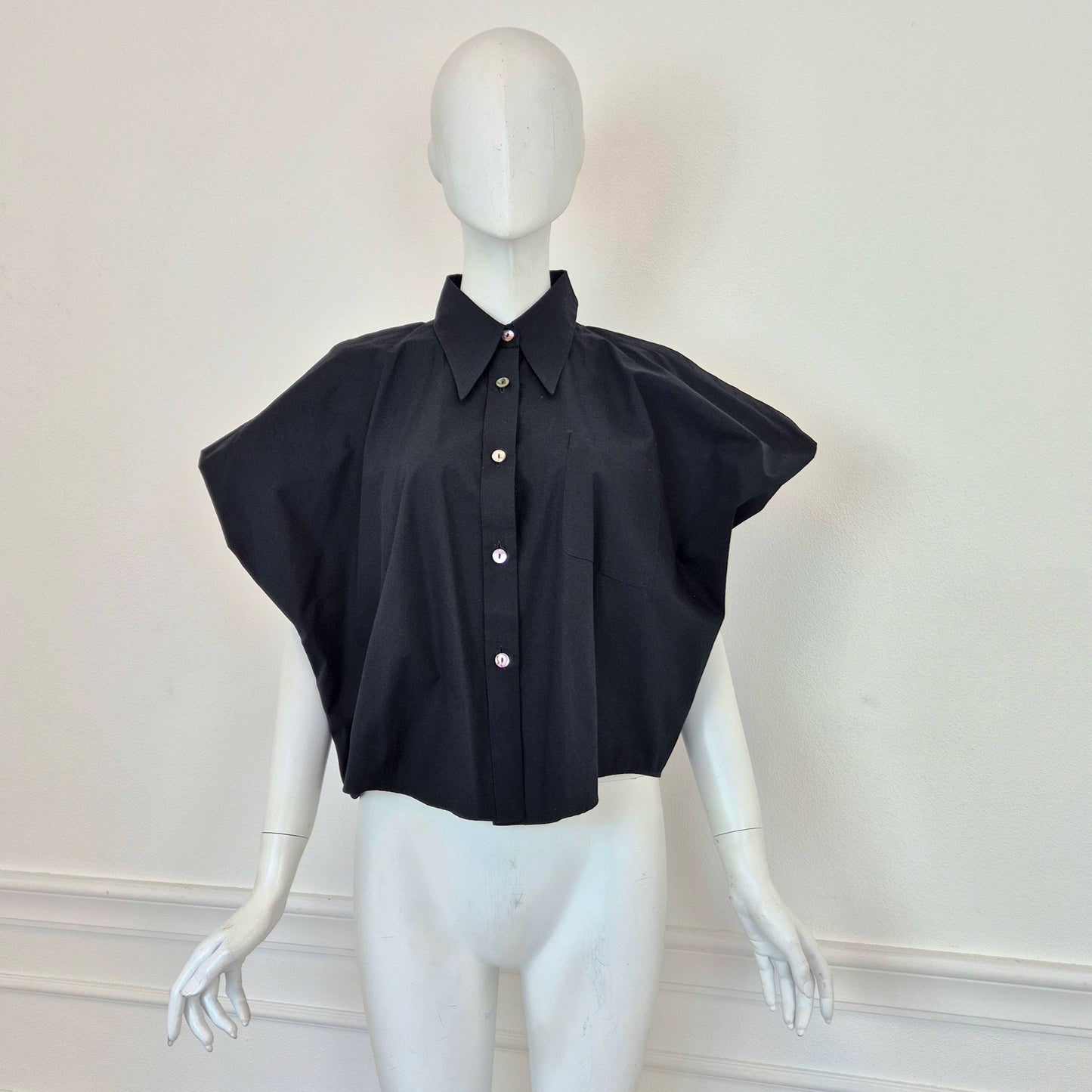Romeo Gigli | Camicia "pipistrello" cotone nero 1993