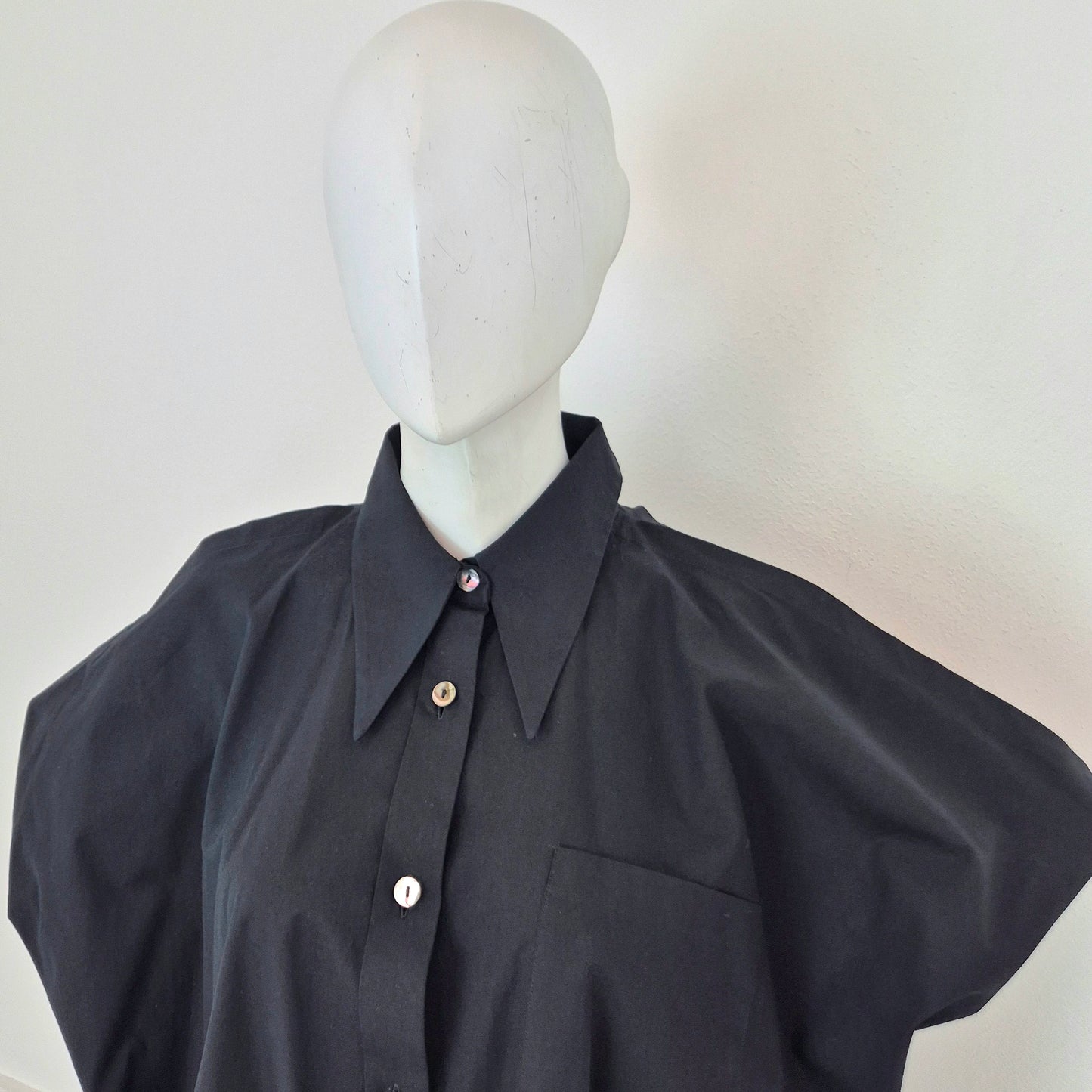 Romeo Gigli | Camicia "pipistrello" cotone nero 1993
