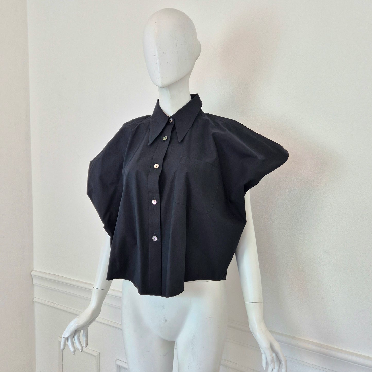 Romeo Gigli | Camicia "pipistrello" cotone nero 1993