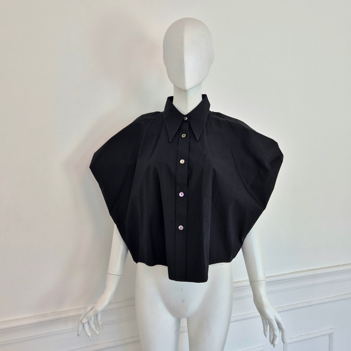 Romeo Gigli | Camicia "pipistrello" cotone nero 1993