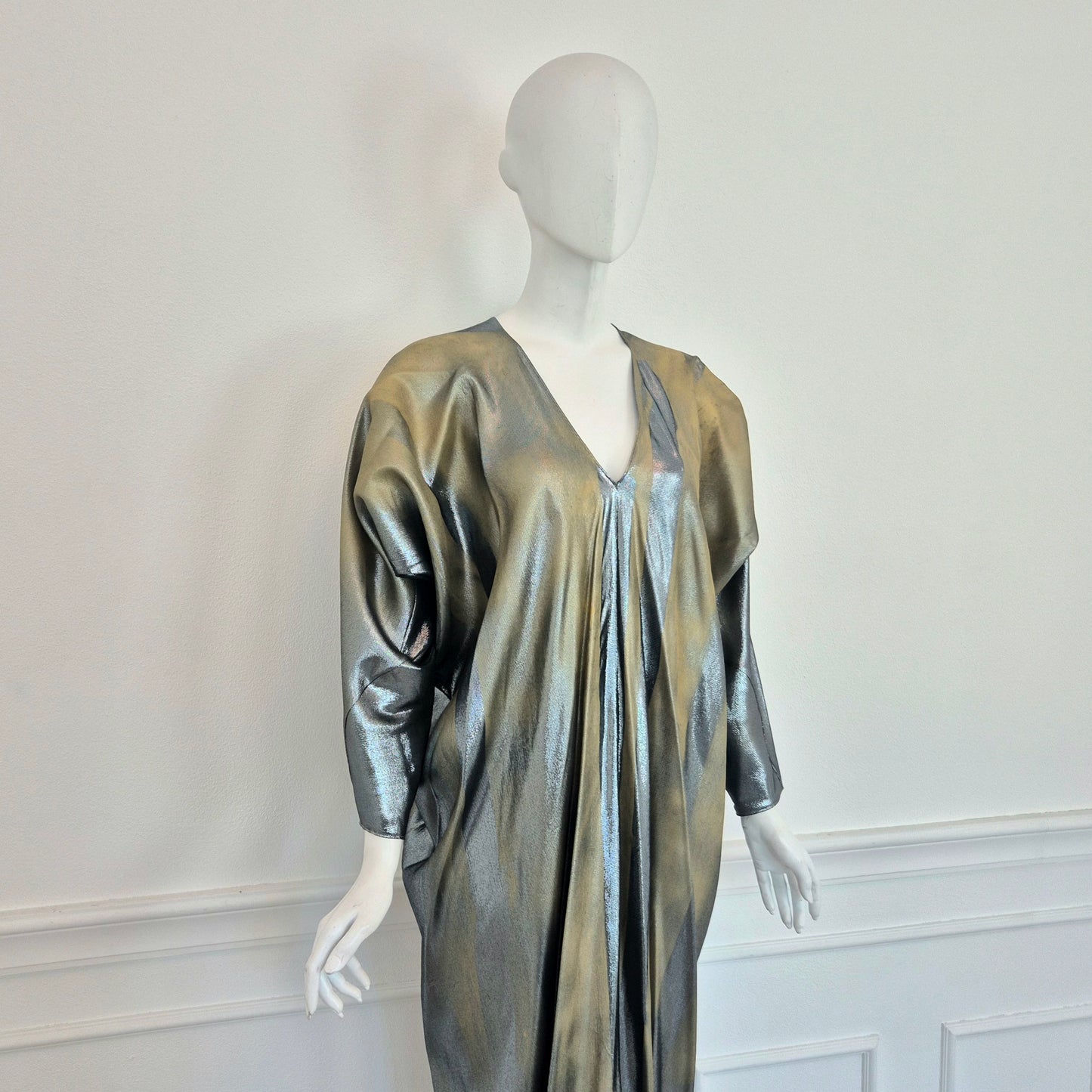 Alberta Ferretti | Abito lungo lamé oro-argento