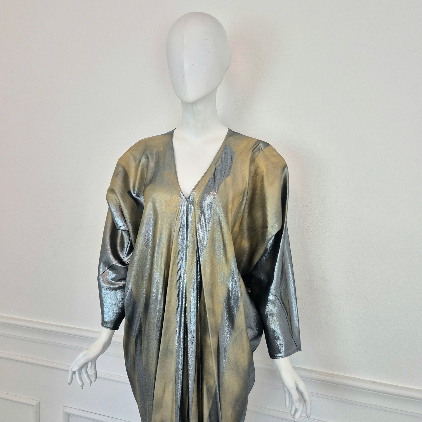 Alberta Ferretti | Abito lungo lamé oro-argento
