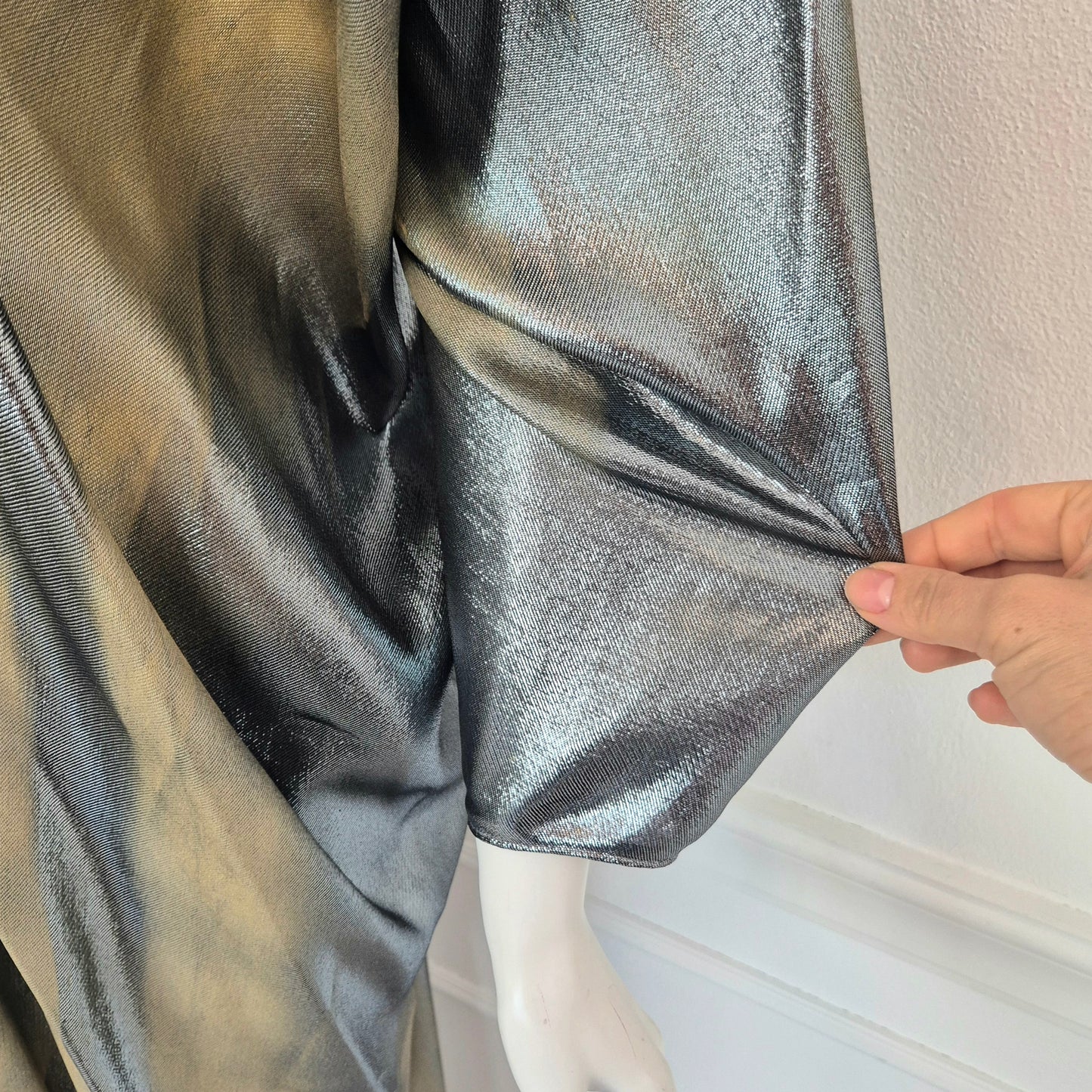 Alberta Ferretti | Abito lungo lamé oro-argento