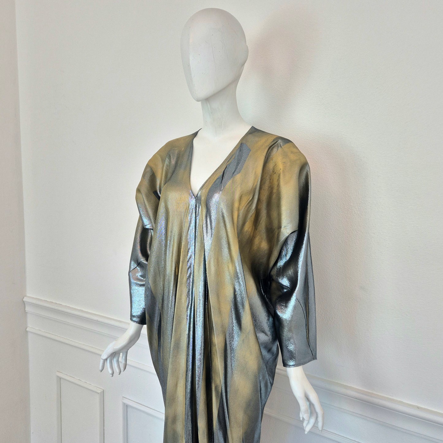 Alberta Ferretti | Abito lungo lamé oro-argento