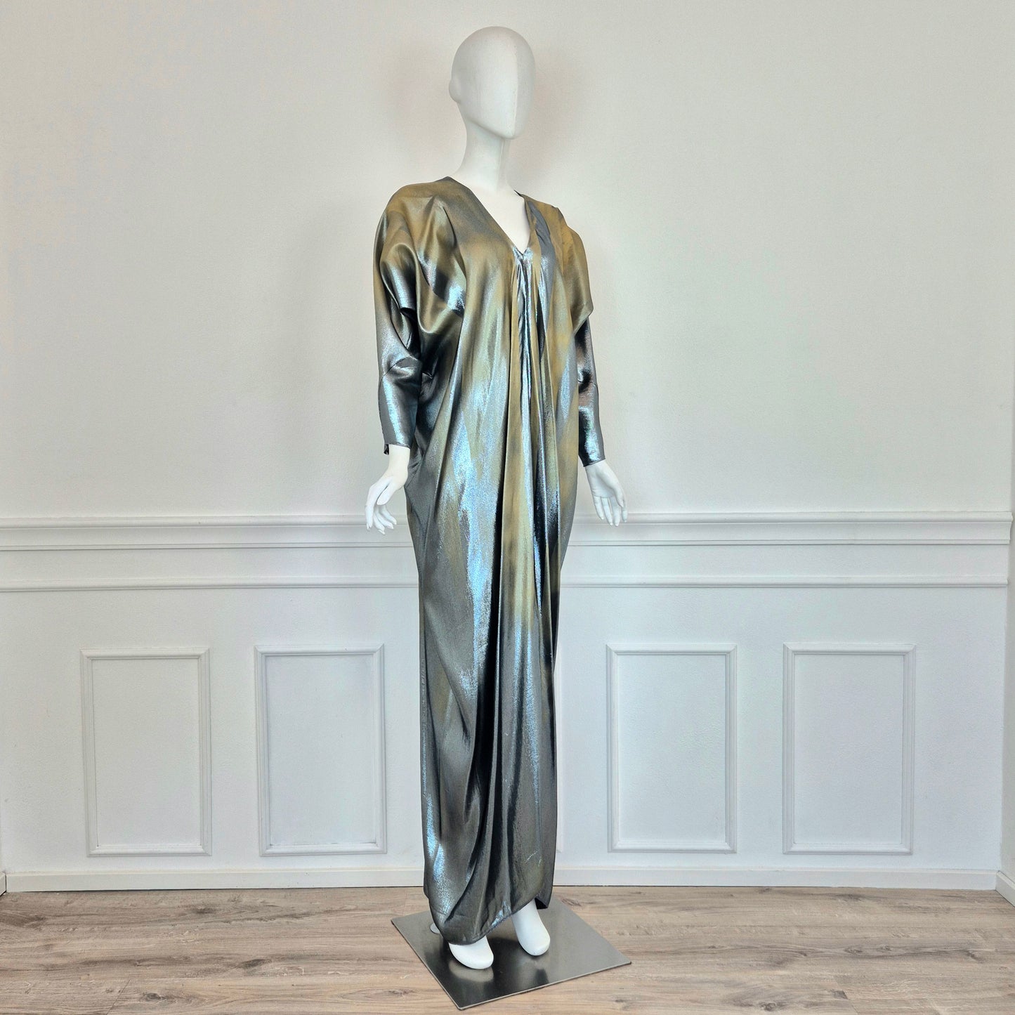 Alberta Ferretti | Abito lungo lamé oro-argento