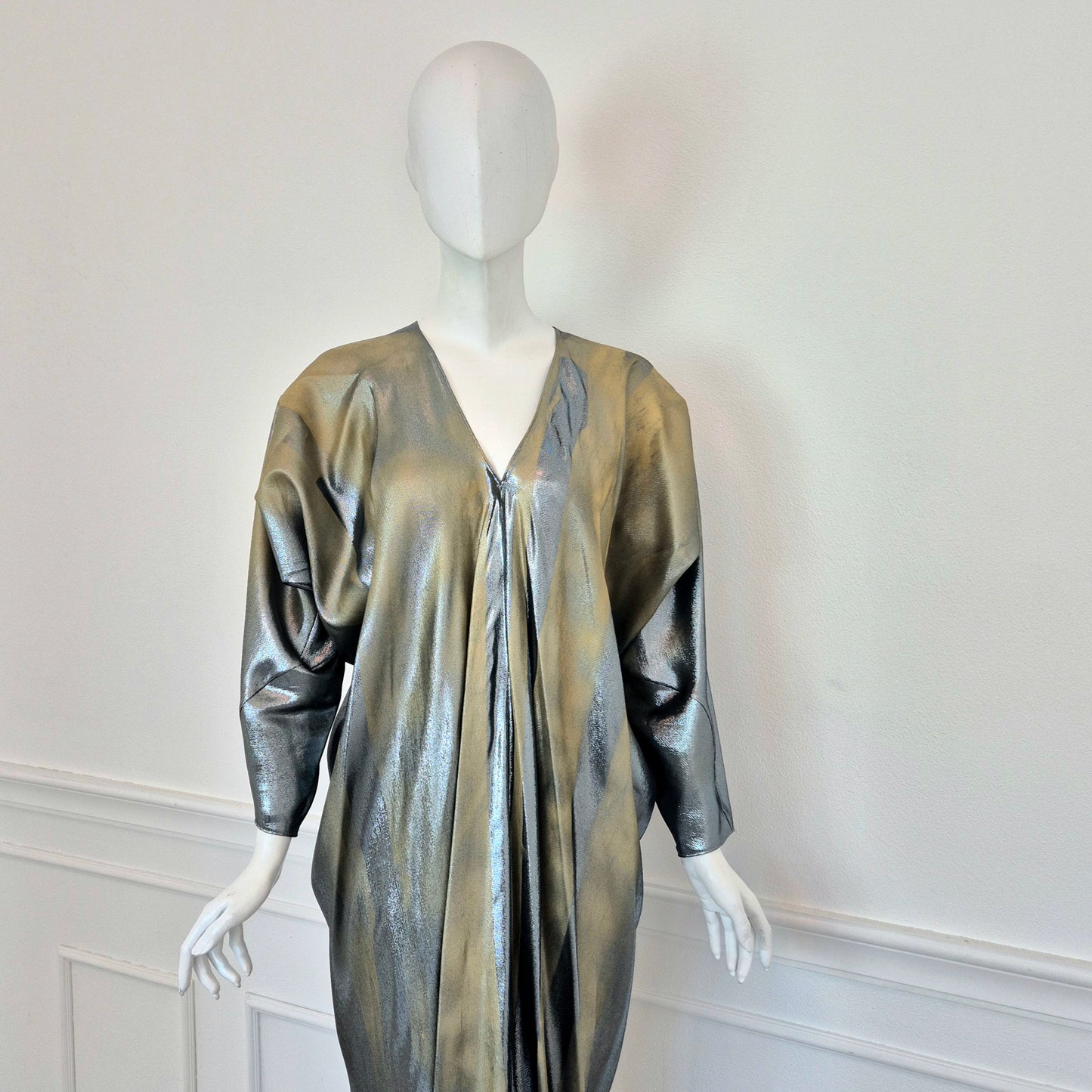 Alberta Ferretti | Abito lungo lamé oro-argento