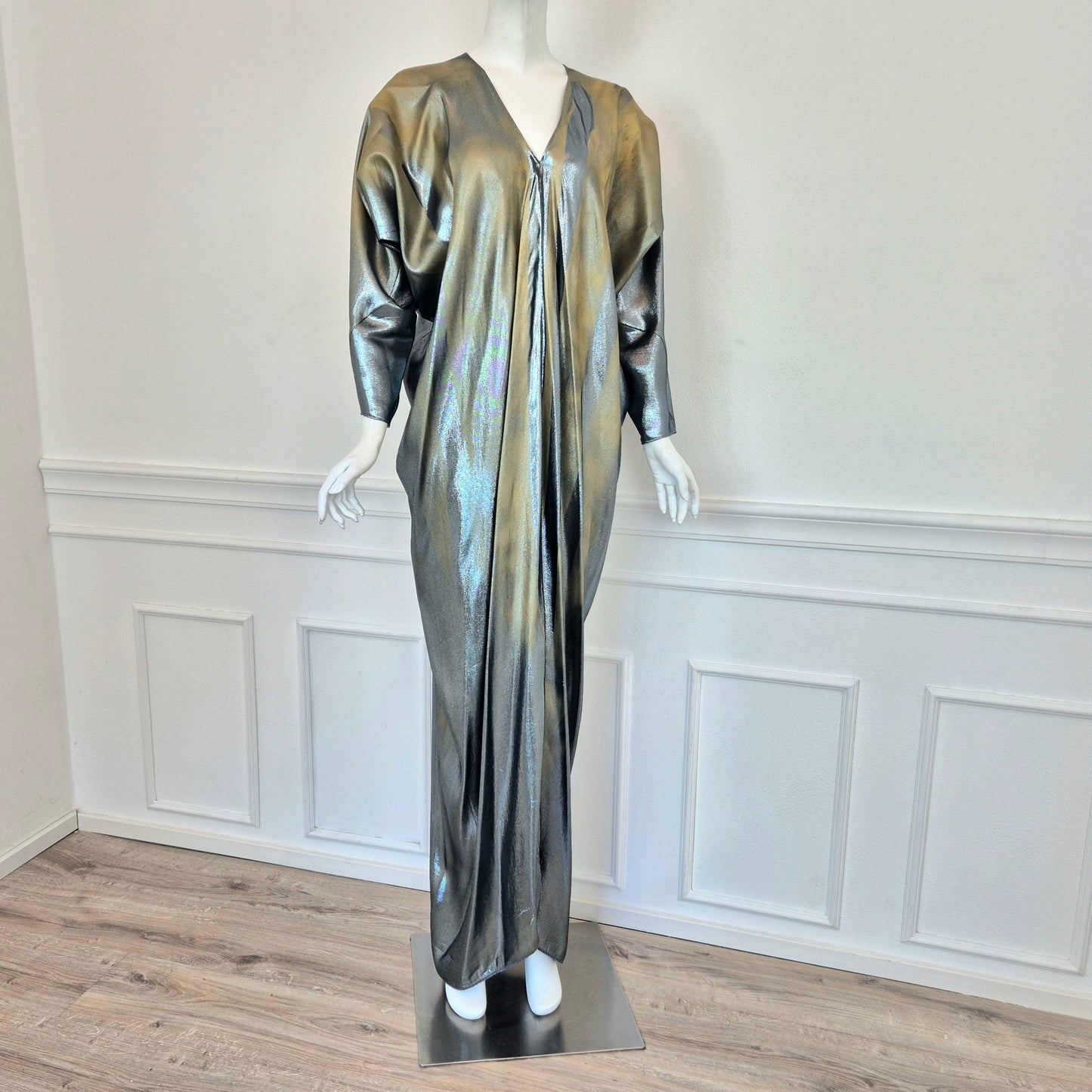 Alberta Ferretti | Abito lungo lamé oro-argento