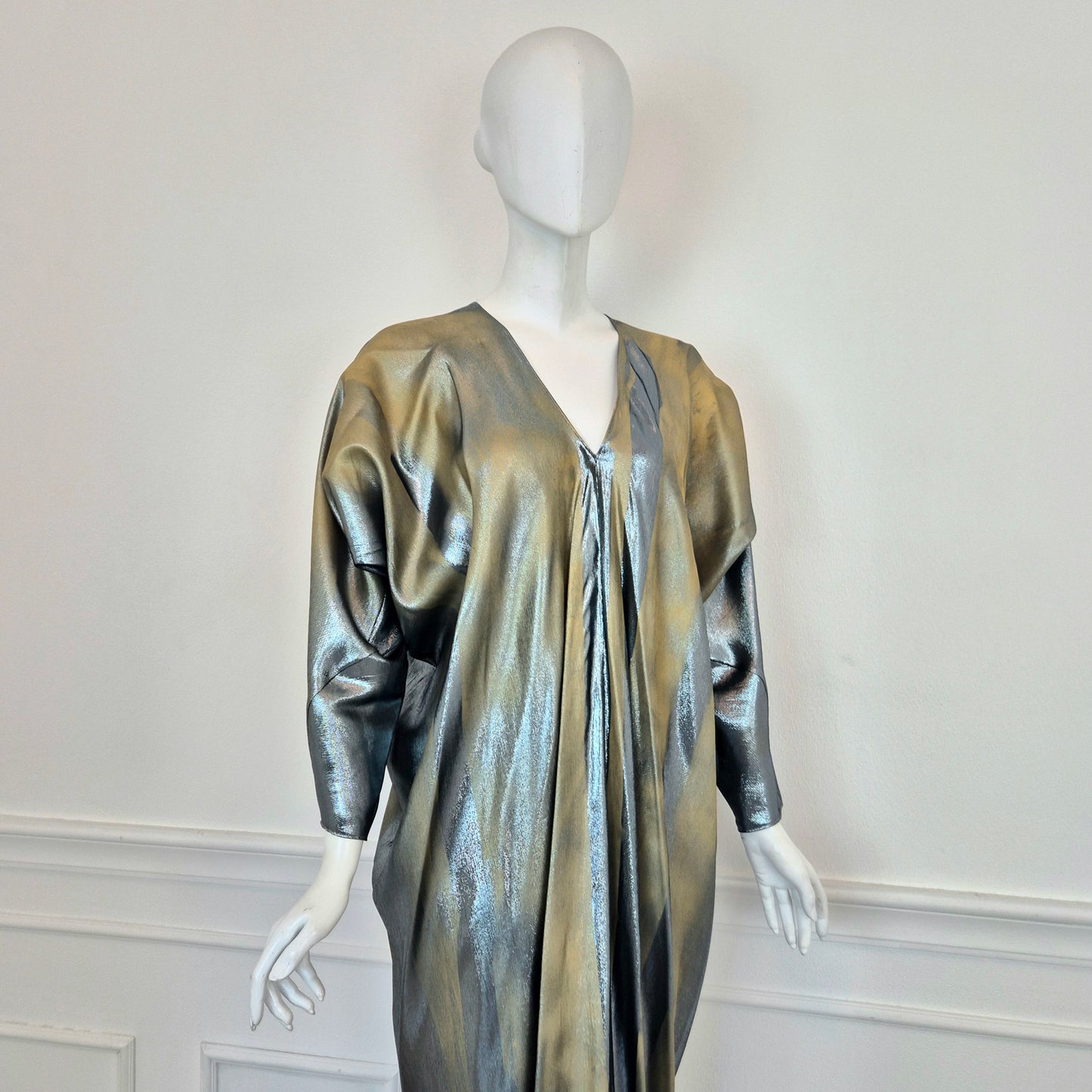 Alberta Ferretti | Abito lungo lamé oro-argento
