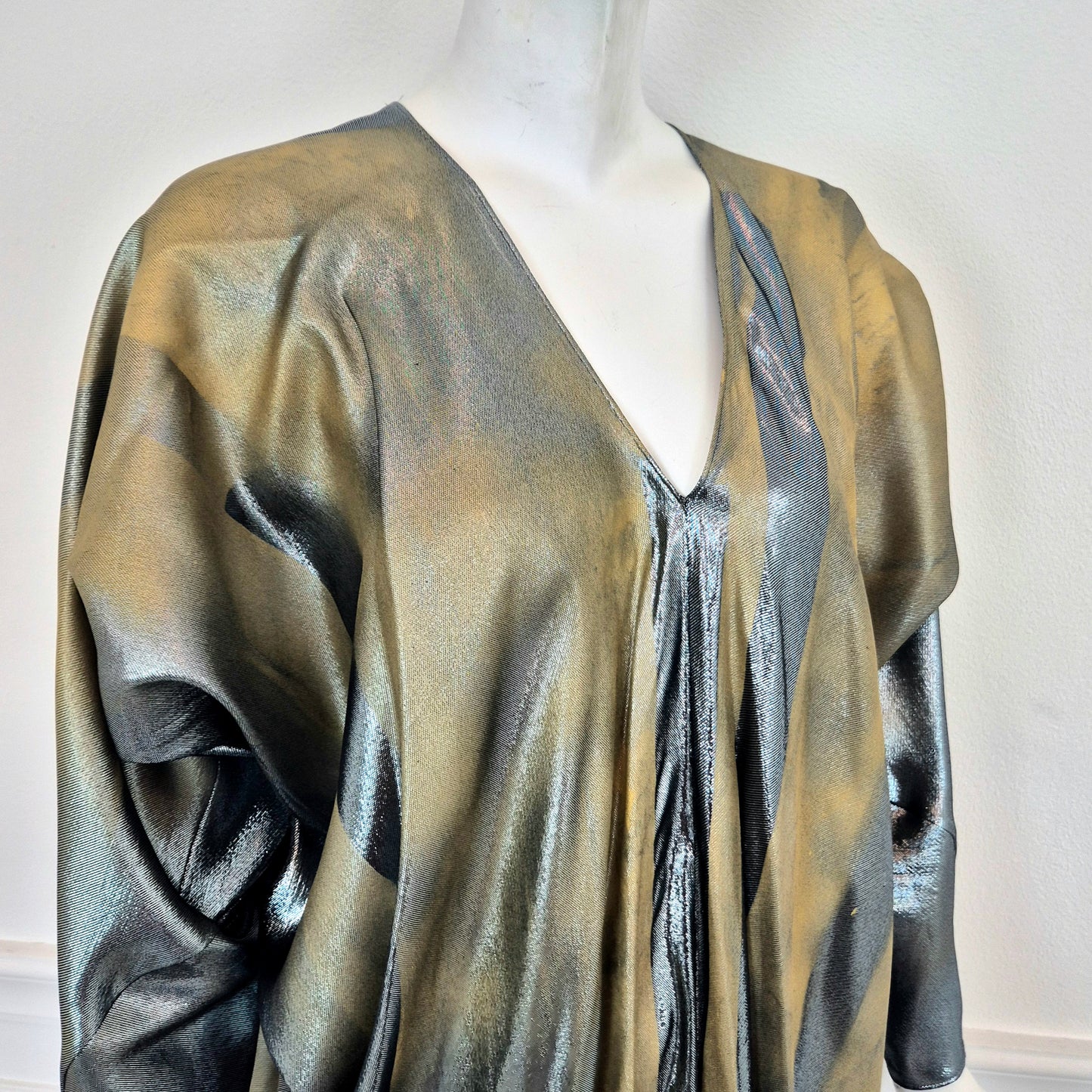 Alberta Ferretti | Abito lungo lamé oro-argento