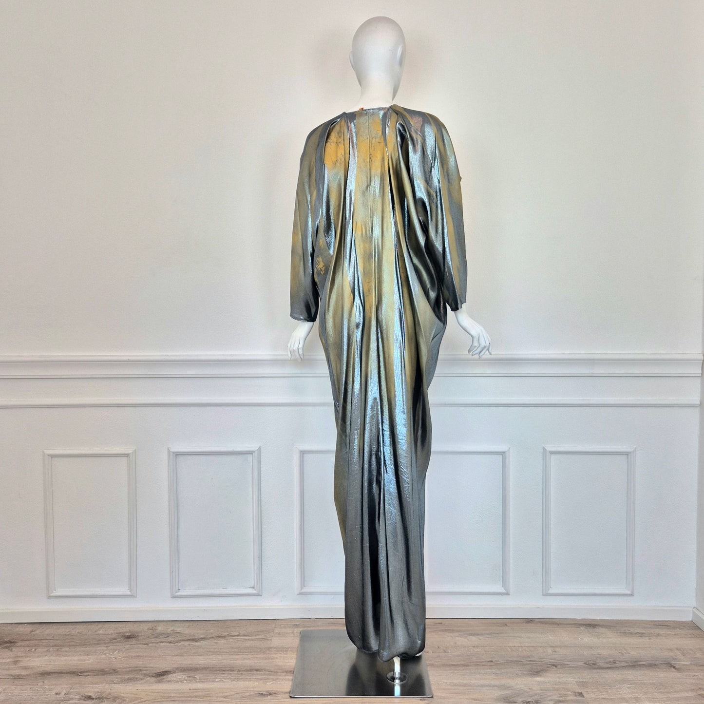 Alberta Ferretti | Abito lungo lamé oro-argento