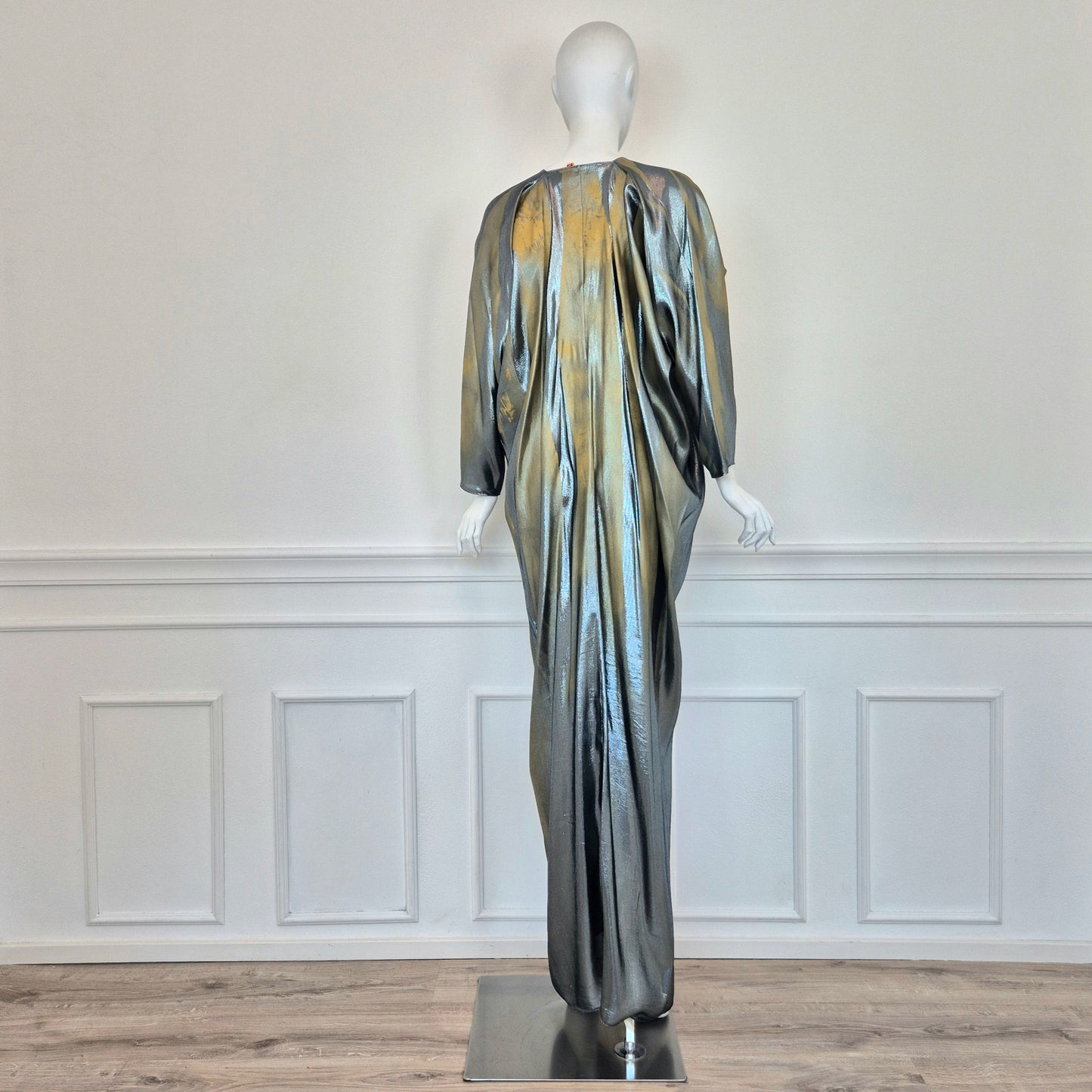 Alberta Ferretti | Abito lungo lamé oro-argento