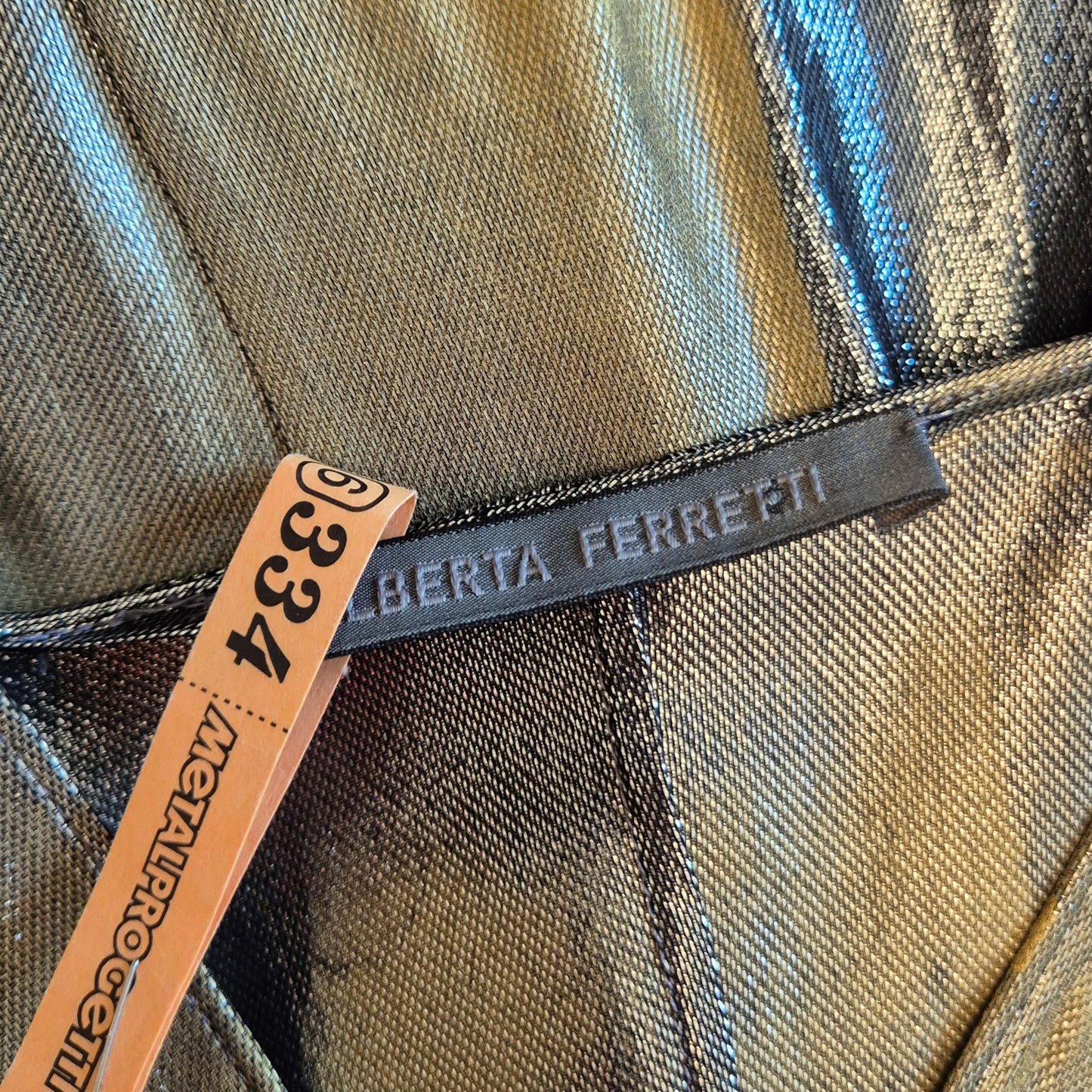 Alberta Ferretti | Abito lungo lamé oro-argento