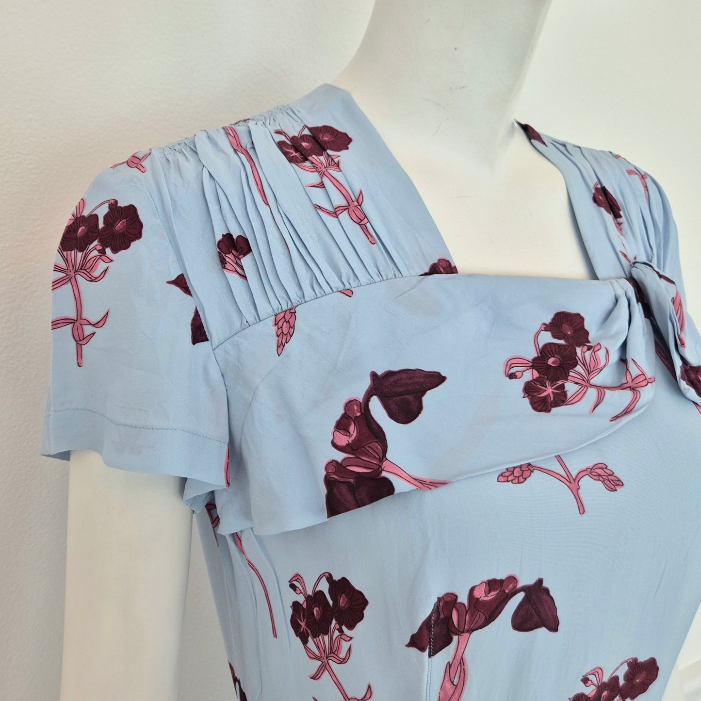Prada | Abito viscosa azzurra stampa fiori