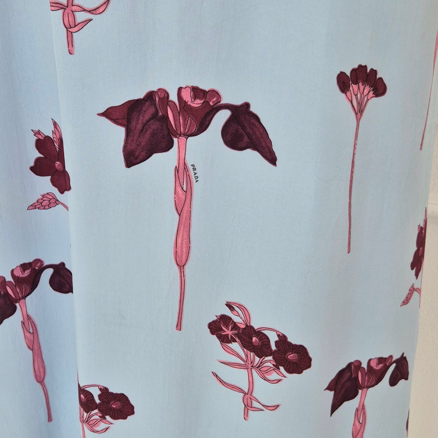 Prada | Abito viscosa azzurra stampa fiori