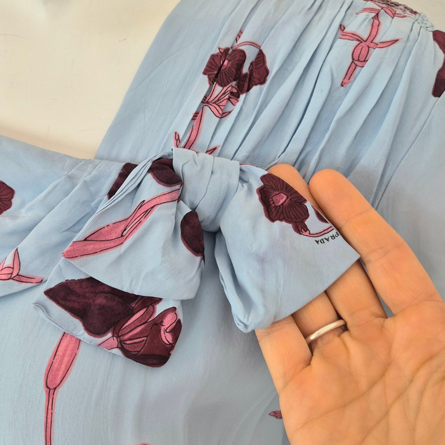Prada | Abito viscosa azzurra stampa fiori