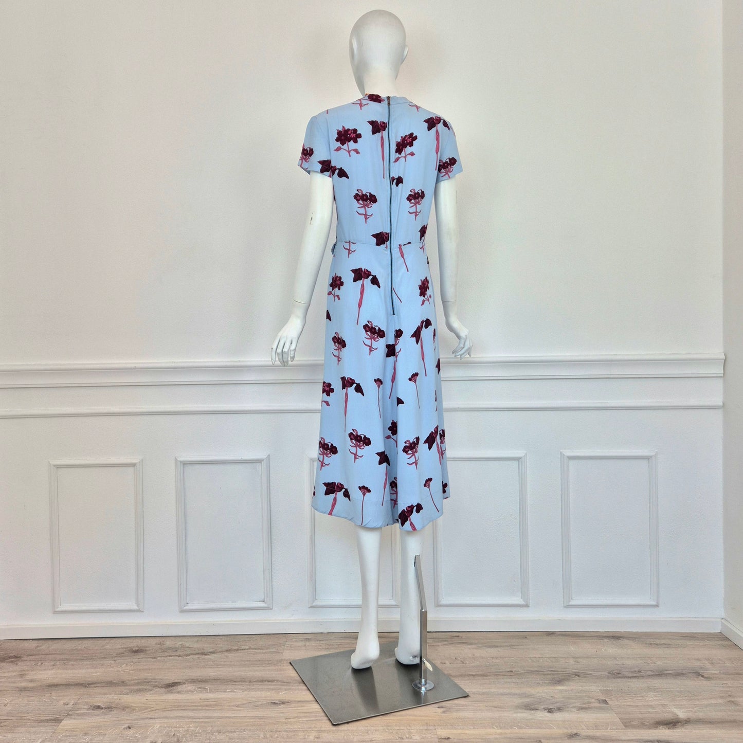 Prada | Abito viscosa azzurra stampa fiori