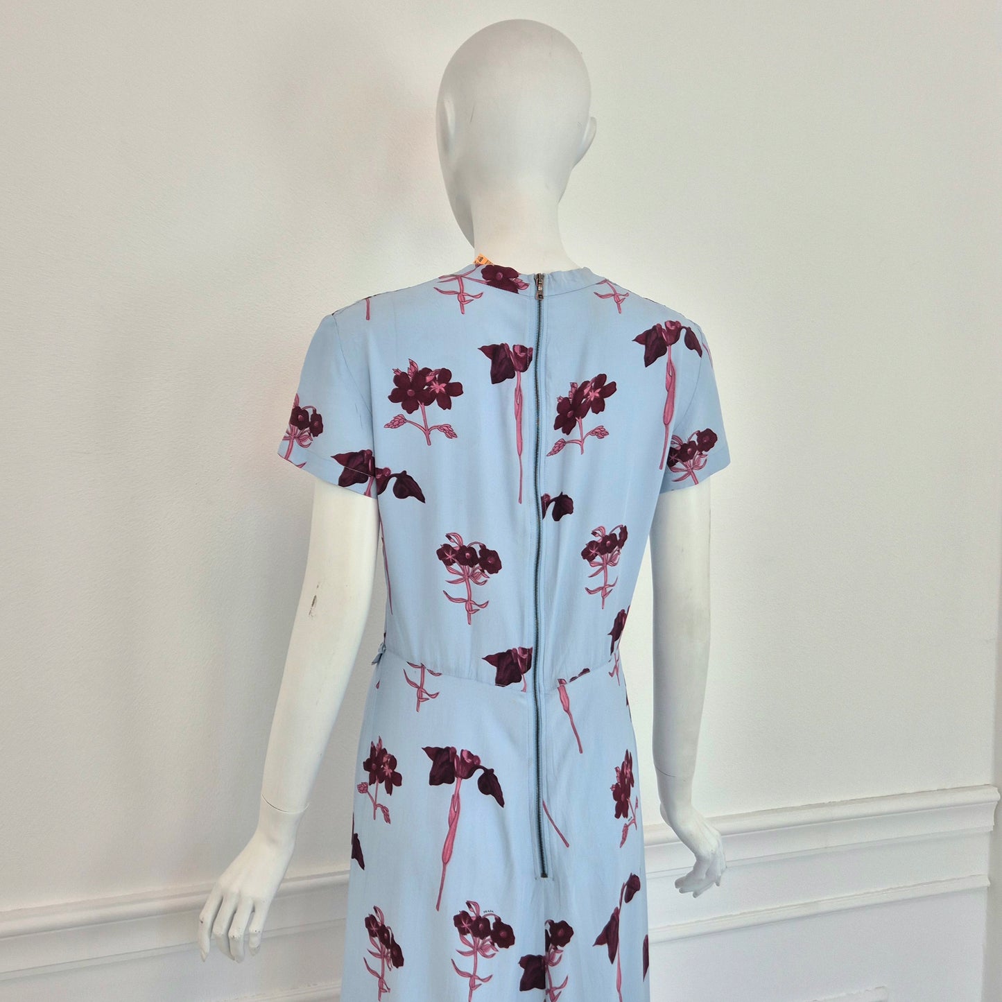 Prada | Abito viscosa azzurra stampa fiori