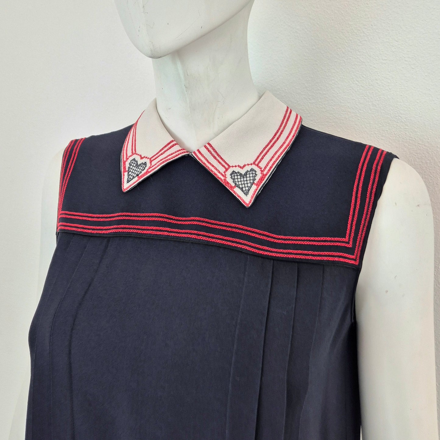 Miu Miu | Top con colletto cuori ricamati