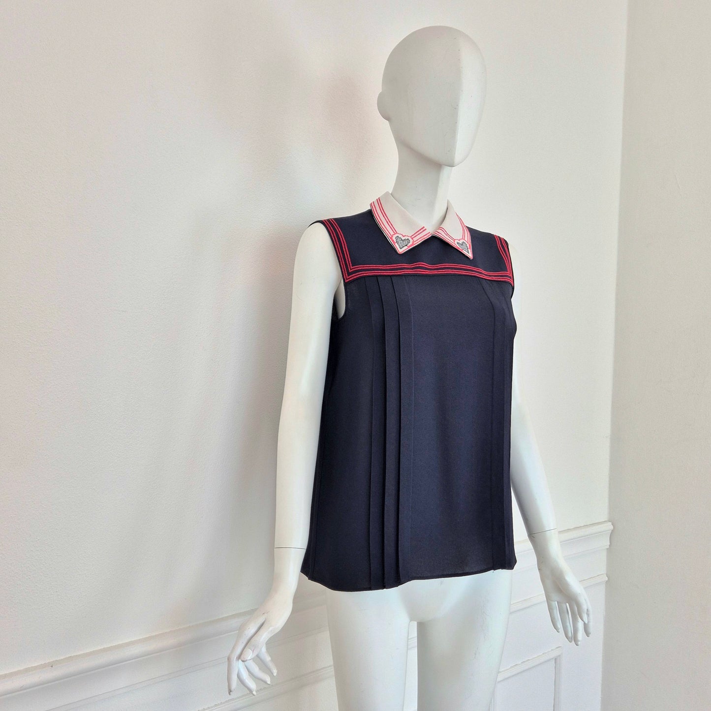 Miu Miu | Top con colletto cuori ricamati