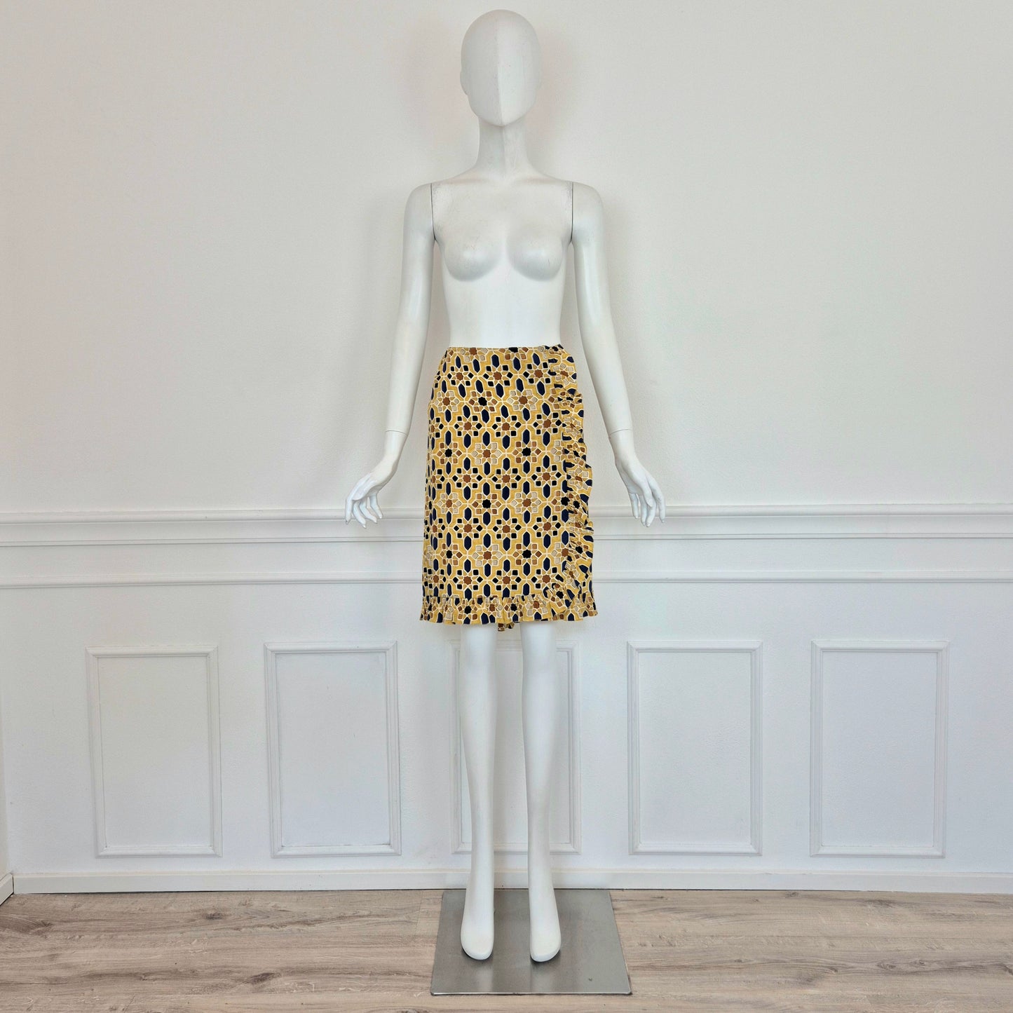 Prada | Gonna in seta fantasia geometrica