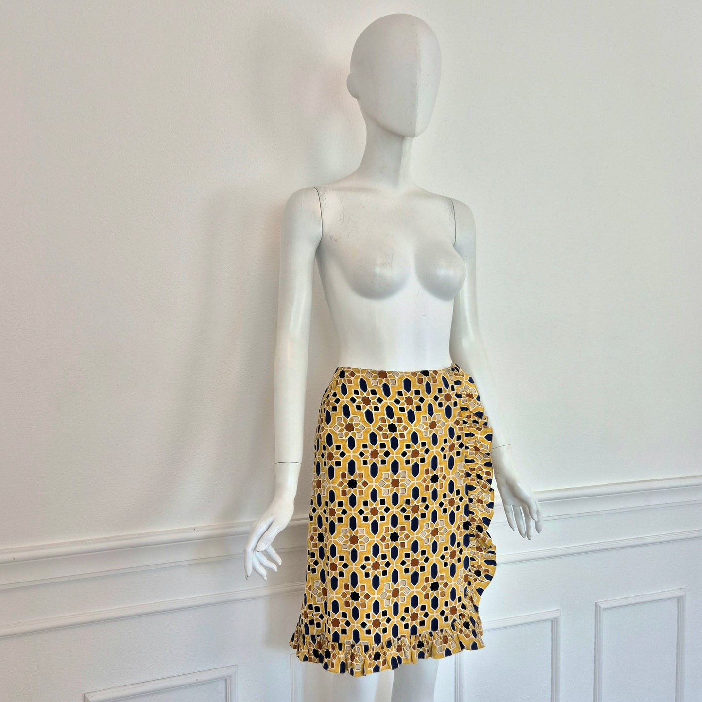Prada | Gonna in seta fantasia geometrica