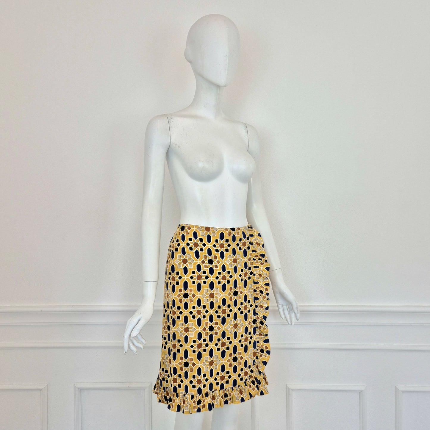 Prada | Gonna in seta fantasia geometrica
