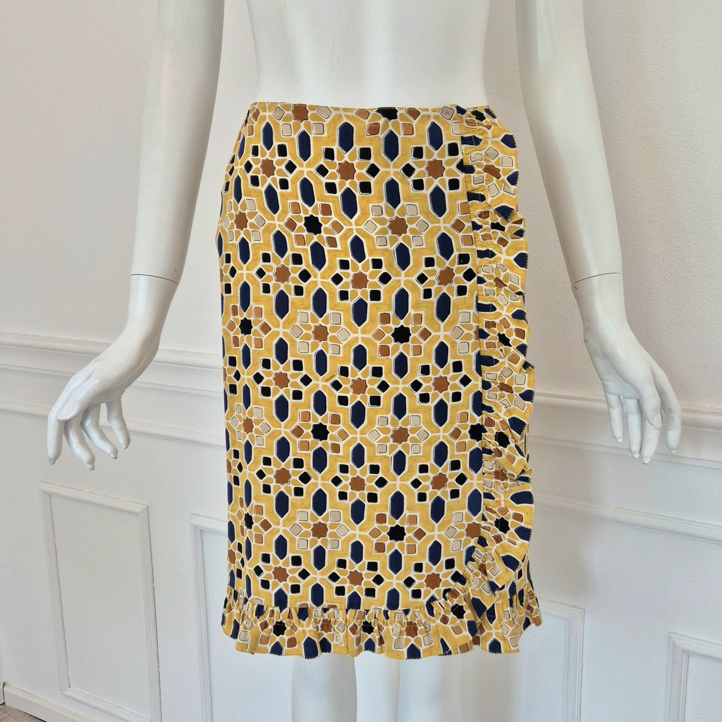 Prada | Gonna in seta fantasia geometrica
