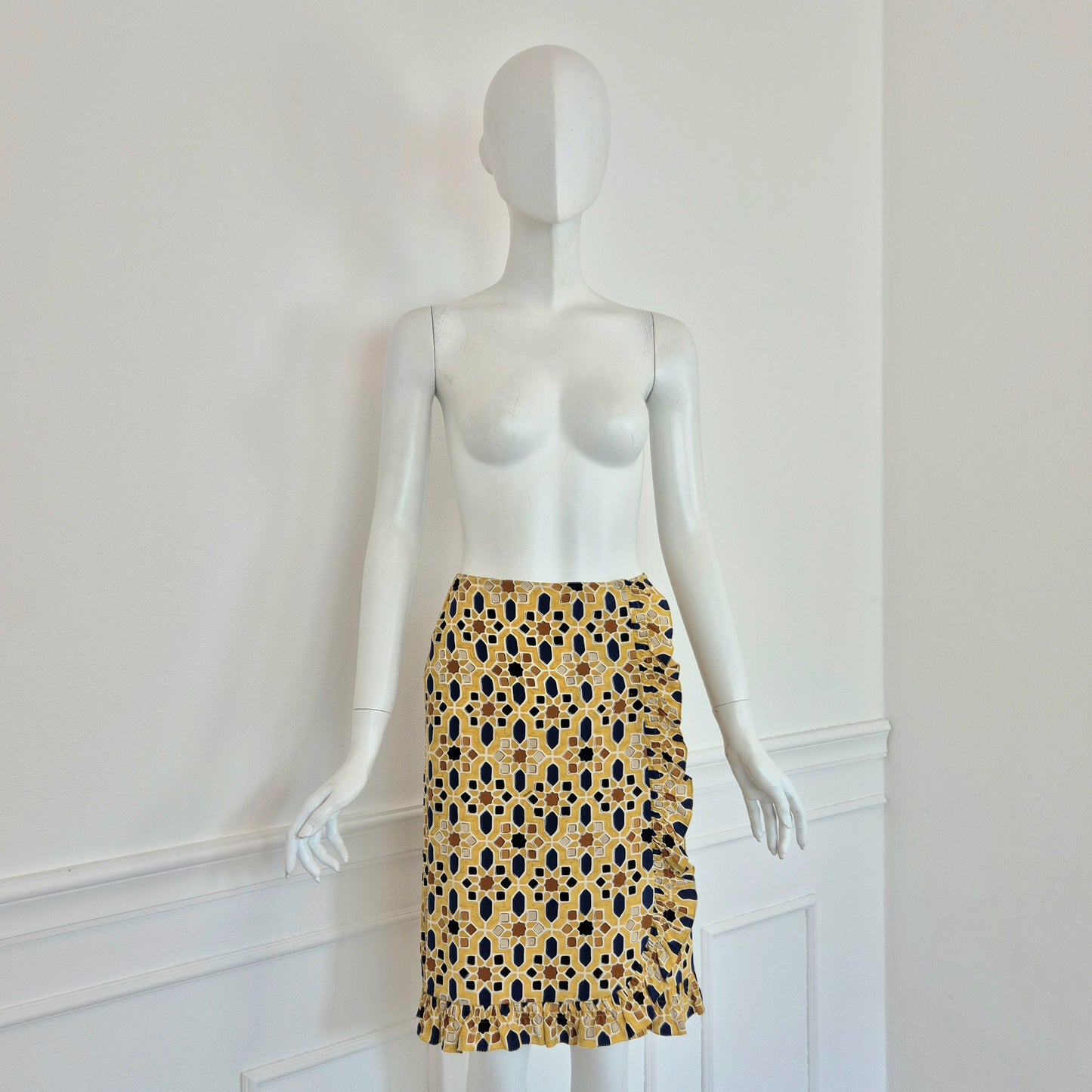 Prada | Gonna in seta fantasia geometrica