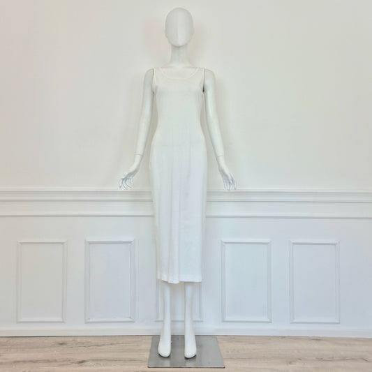 Dries Van Noten | Abito bianco in maglina bianca a costine