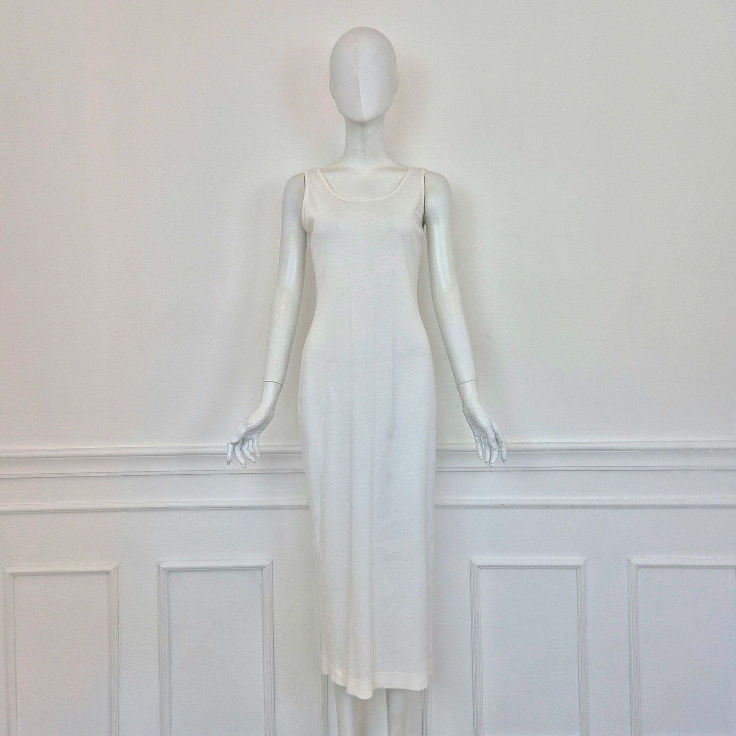 Dries Van Noten | Abito bianco in maglina bianca a costine