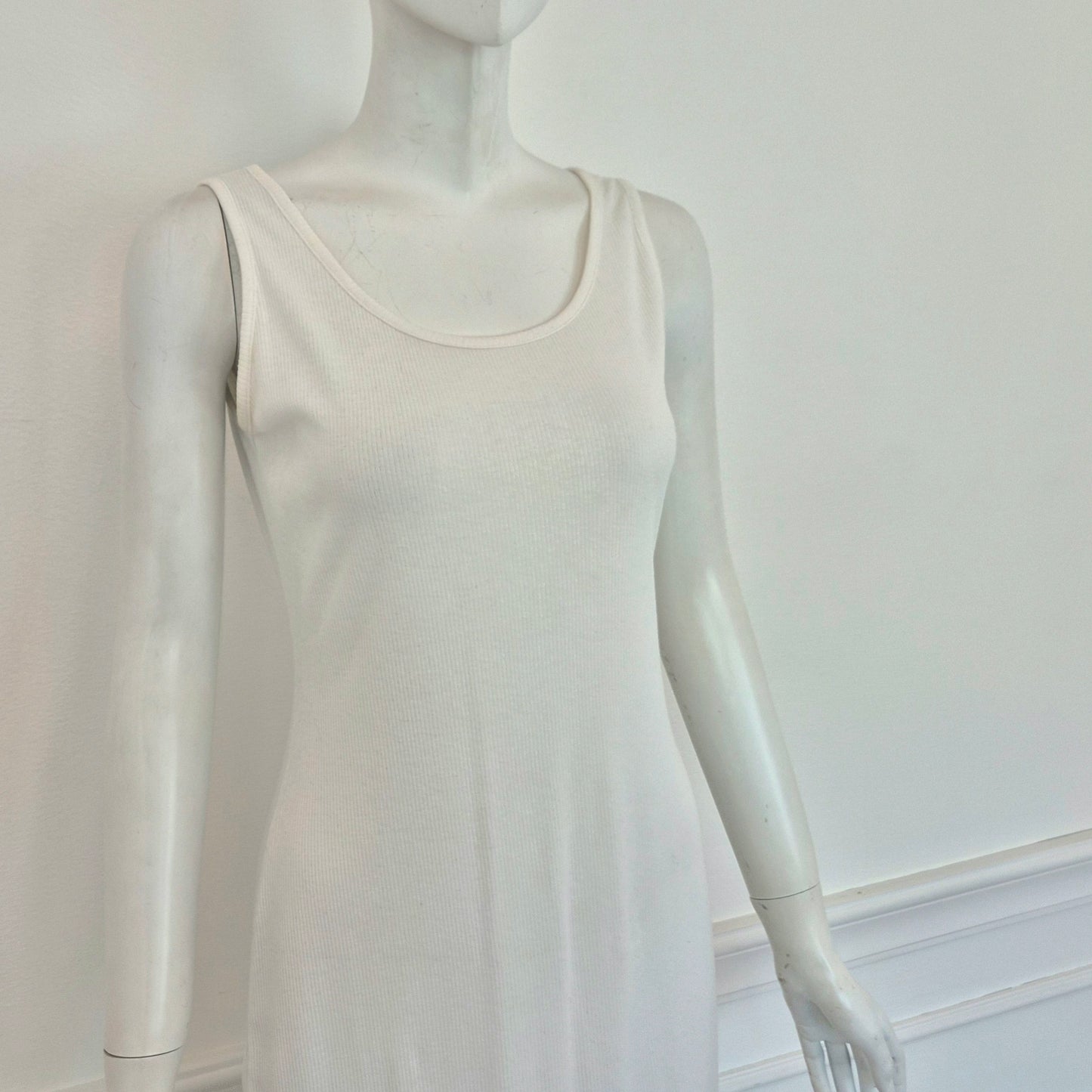 Dries Van Noten | Abito bianco in maglina bianca a costine