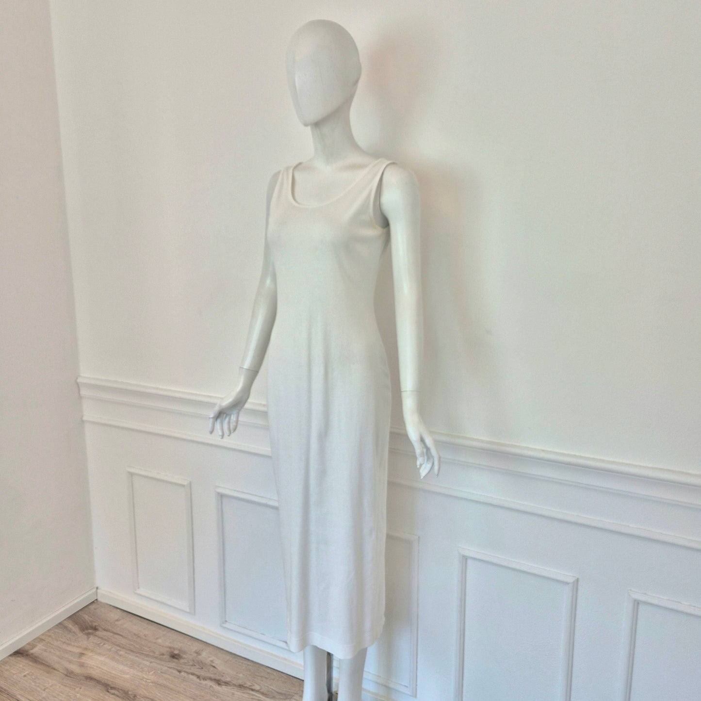Dries Van Noten | Abito bianco in maglina bianca a costine