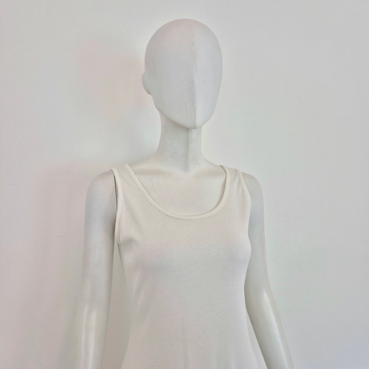 Dries Van Noten | Abito bianco in maglina bianca a costine