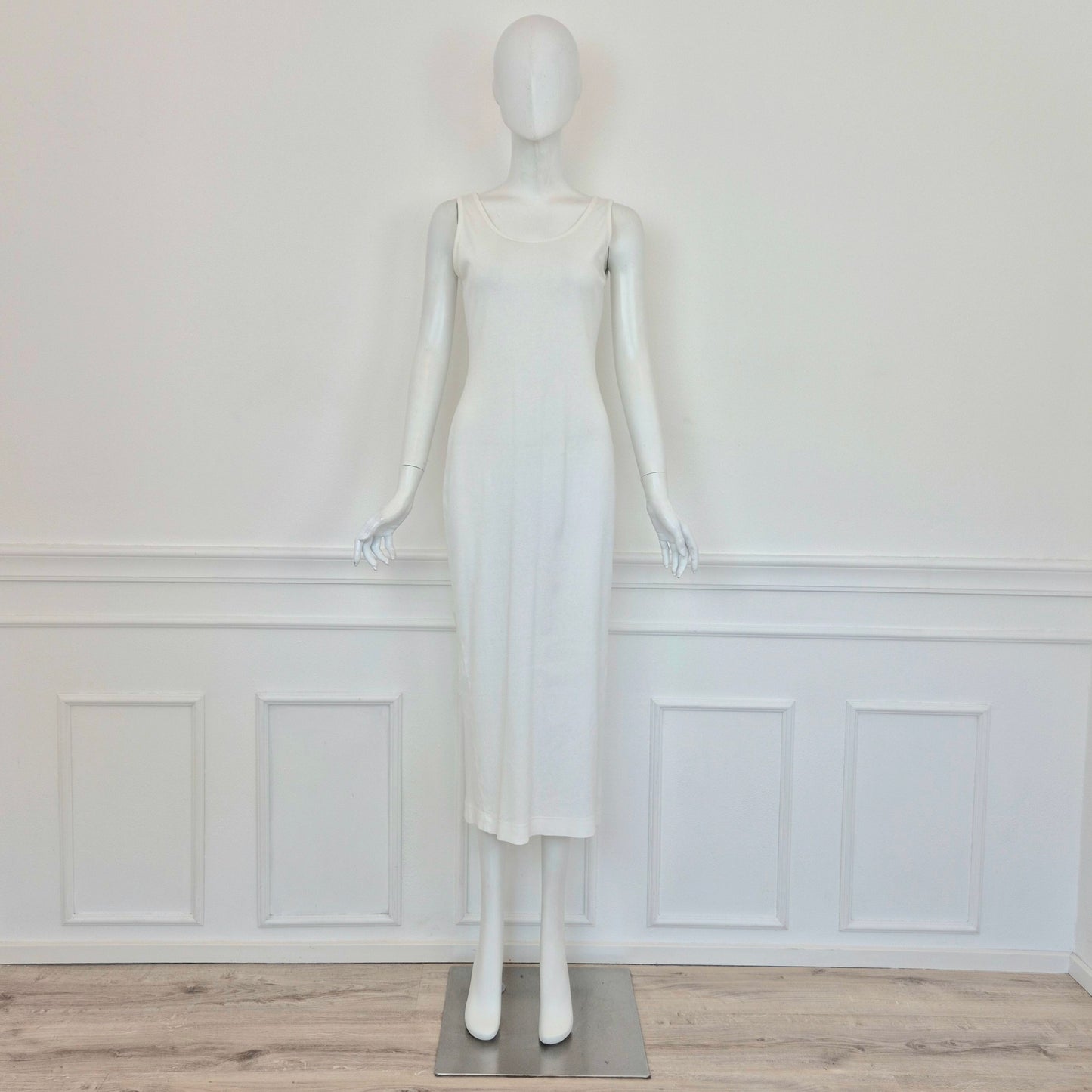 Dries Van Noten | Abito bianco in maglina bianca a costine