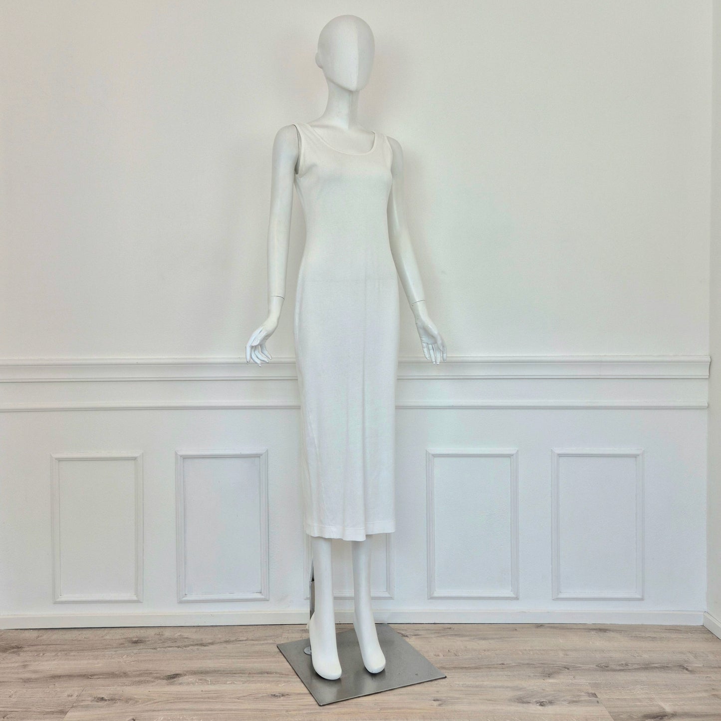 Dries Van Noten | Abito bianco in maglina bianca a costine