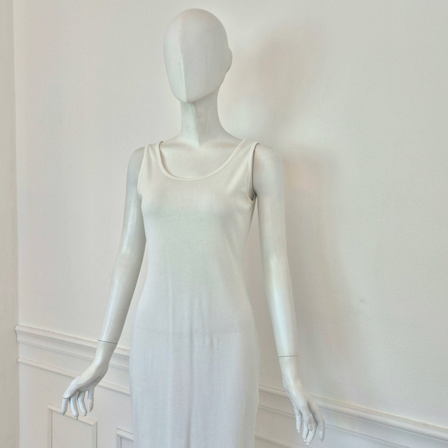 Dries Van Noten | Abito bianco in maglina bianca a costine