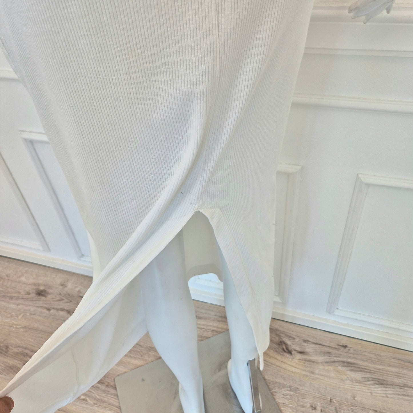 Dries Van Noten | Abito bianco in maglina bianca a costine